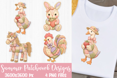 Summer Patchwork Farm Animal Sublimation Designs PNG Product Image 2