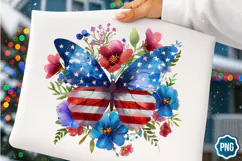 4th of July Floral Butterfly Sublimation clipart/6 Designs Product Image 3