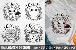 Halloween Floral Halloween SVG|Bat, Ghost, Cauldron&amp; Candy Product Image 1