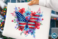 4th of July Floral Butterfly Sublimation clipart/6 Designs Product Image 2