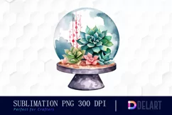Watercolor Succulent Crystal Ball PNG Clipart Product Image 1