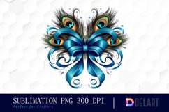 Watercolor Feather Peacock Bow Clipart Product Image 1