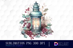 Watercolor Vintage Lantern Sublimation Clipart Product Image 1