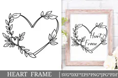 Floral Wreath Svg Cut File. Heart Leaves Frame Png Clipart. Product Image 1