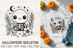 Kawaii Skeleton SVG Cut File| Cute Halloween PNG Clipart Product Image 1