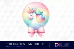 Watercolor Unicorn Birthday with Candle Clipart PNG Product Image 1