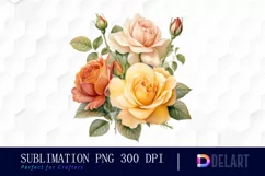 Watercolor Vintage Valentine Rose Clipart, Sublimation Art Product Image 1