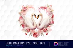 Watercolor Swan Couple Clipart, Sublimation Clipart Product Image 1