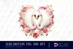 Watercolor Swan Couple Clipart, Sublimation Clipart Product Image 1