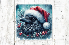 Christmas Coaster PNG | Santa Deer Owl Raven Sublimation Product Image 2