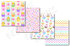28 Sweet Rainbow Cupcakes Digital Papers Set Cupcake Desert Product Image 2