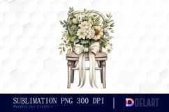 Wedding- Chair Ribbons Flowers Clipart Product Image 1