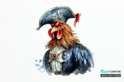 Rooster Pirate Watercolor Sublimation PNG Clipart Product Image 1