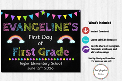 Rainbow First Day of School Chalkboard Poster or Sign Canva Product Image 4