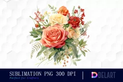 Watercolor Vintage Valentine Rose Clipart, Sublimation Art Product Image 1