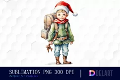Watercolor Child Christmas Elf PNG Clipart Product Image 1