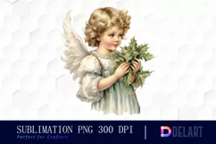 Watercolor Vintage Christmas Angel Clipart Fun Product Image 1