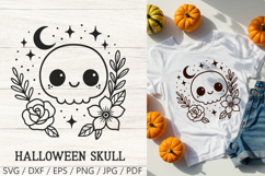 Kawaii Skull SVG Cut File| Cute Halloween PNG Clipart Product Image 1