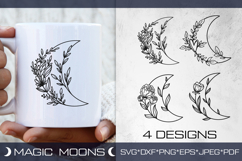 Moon with Flowers, Eye, Floral SVG Files. Celestial PNG. Product Image 1