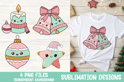 Christmas Bells Candle Star Ornament PNG Sublimation Clipart Product Image 1