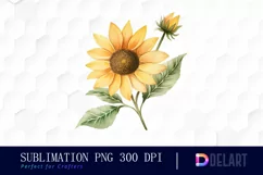 Watercolor Bunny with Sunflowers Clipart, Sublimation Art Product Image 1