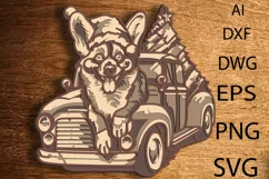 Christmas Truck Multilayer Svg/Corgi Dog/Cut Vintage Truck Product Image 1
