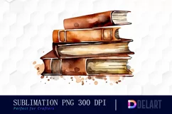 Watercolor Brown Color Stacked Books PNG Clipart Product Image 1