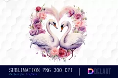 Watercolor Swan Couple Clipart, Sublimation Clipart Product Image 1