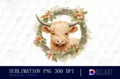 Watercolor Vintage Highland Cow Watercolor Clipart Product Image 1