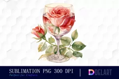 Watercolor Vintage Valentine Rose Clipart, Sublimation Art Product Image 1