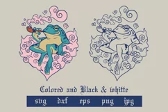 Animal love, Frog of love, tattoo style, svg & sublimation Product Image 1