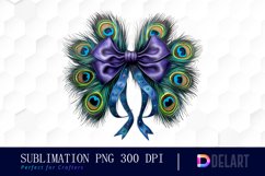 Watercolor Feather Peacock Bow Sublimation Art Product Image 1