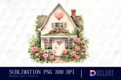 Watercolor Sweet House Clipart, Sublimation Art Product Image 1