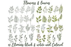 40 Flowers &amp; Leaves, clipart, png, svg, sublimation Product Image 1