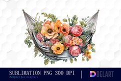 Watercolor Hammock with Ranunculus Flower PNG Clipart Product Image 1