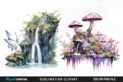 Watercolor Mushroom House Clipart Product Image 1