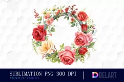 Watercolor Vintage Valentine Rose Clipart, Sublimation Art Product Image 1