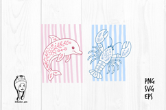 Floral Ocean Creatures hand drawn Product Image 1
