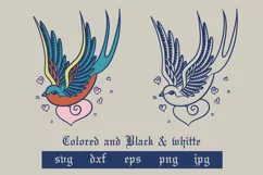 Animal love, bird in love, tattoo style, svg & sublim Product Image 1