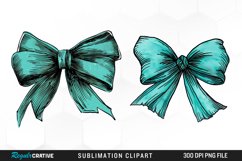 Watercolor Teal Bow Illustration PNG Clipart Product Image 1