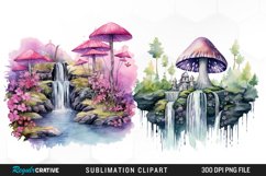 Watercolor Mushroom House Sublimation Clipart Product Image 1