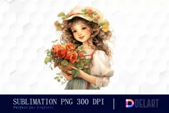 Watercolor Vintage Valentine Rose Clipart, Sublimation Art Product Image 1