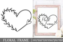 Heart Wreath Svg Cut File. Leaves Frame Png Clipart. Product Image 1