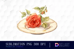 Watercolor Vintage Valentine Rose Clipart, Sublimation Art Product Image 1