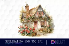 Watercolor Vintage Valentine Rose Clipart, Sublimation Art Product Image 1