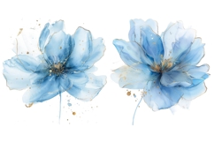 16 Blue Watercolor Floral Clipart Bundle, Abstract Flowers Product Image 2