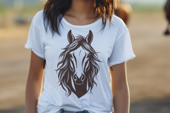 Wild Mane Horse Head SVG | Western Line Art Design Product Image 2