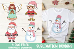 Christmas Angel, Elf, Santa, Snowman PNG Sublimation Clipart Product Image 1