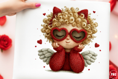Crochet Yarn Valentine child like clipart Product Image 1
