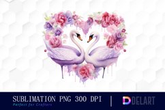 Watercolor Swan Couple Clipart, Sublimation Clipart Product Image 1